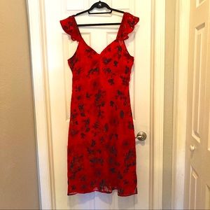 B.O.G. Collective Red Floral Dress Sz Lg